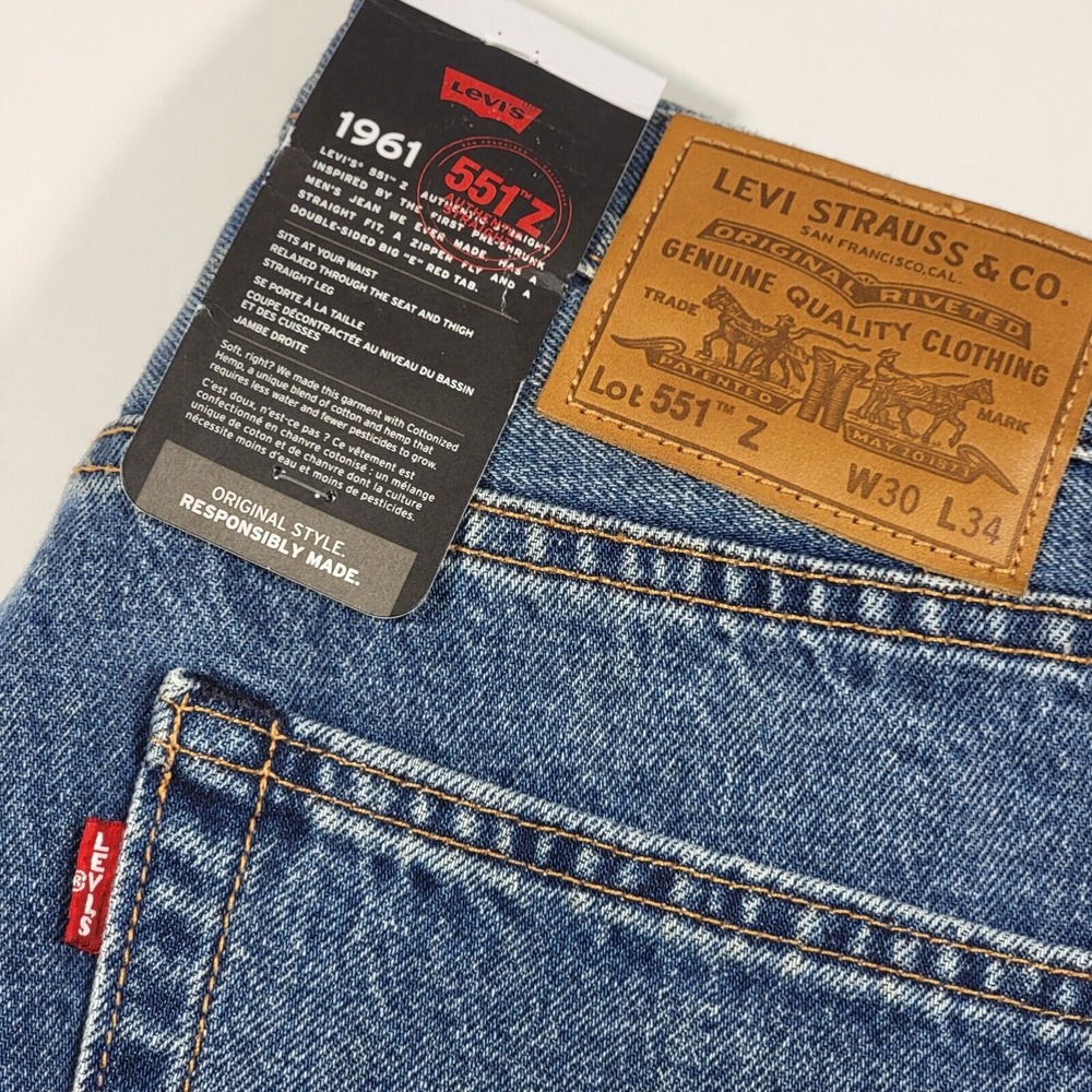Levi's Lot 551z Men's Denim Blue Jeans AUTHENTIC STRAIGHT FIT Size 30x34‎ - Picture 2 of 16